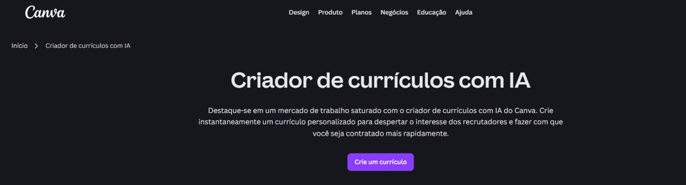 criador-de-curriculos-com-ia-do-canva Como conseguir um emprego home office com ajuda da IA?